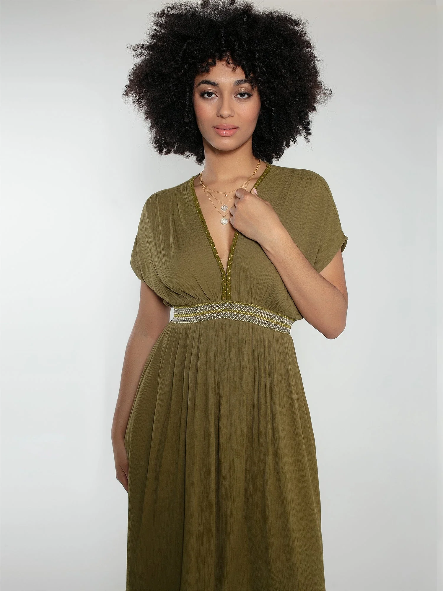 Jojo Maxi Dress in Olive - Image 4